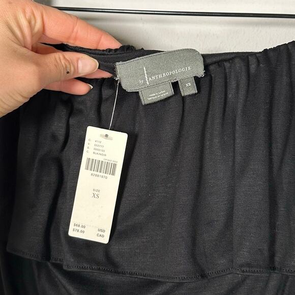 NWT Anthropologie Black Ruffle Cropped Tube Top Women's XS - Picture 3 of 5